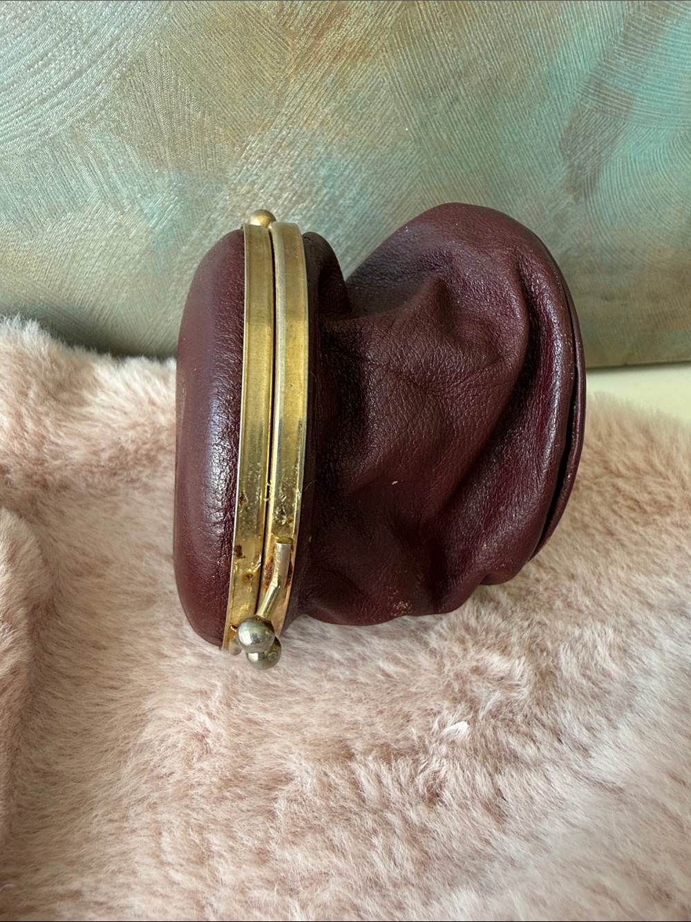 Vintage Christian Dior Burgundy Leather Collapsible Coin Purse - Picture 9 of 10